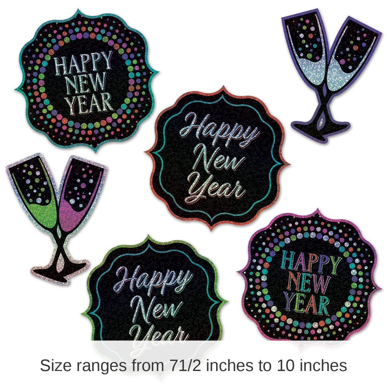 72 Pack Bulk Happy New Year Cutouts