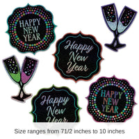 72 Pack Bulk Happy New Year Cutouts