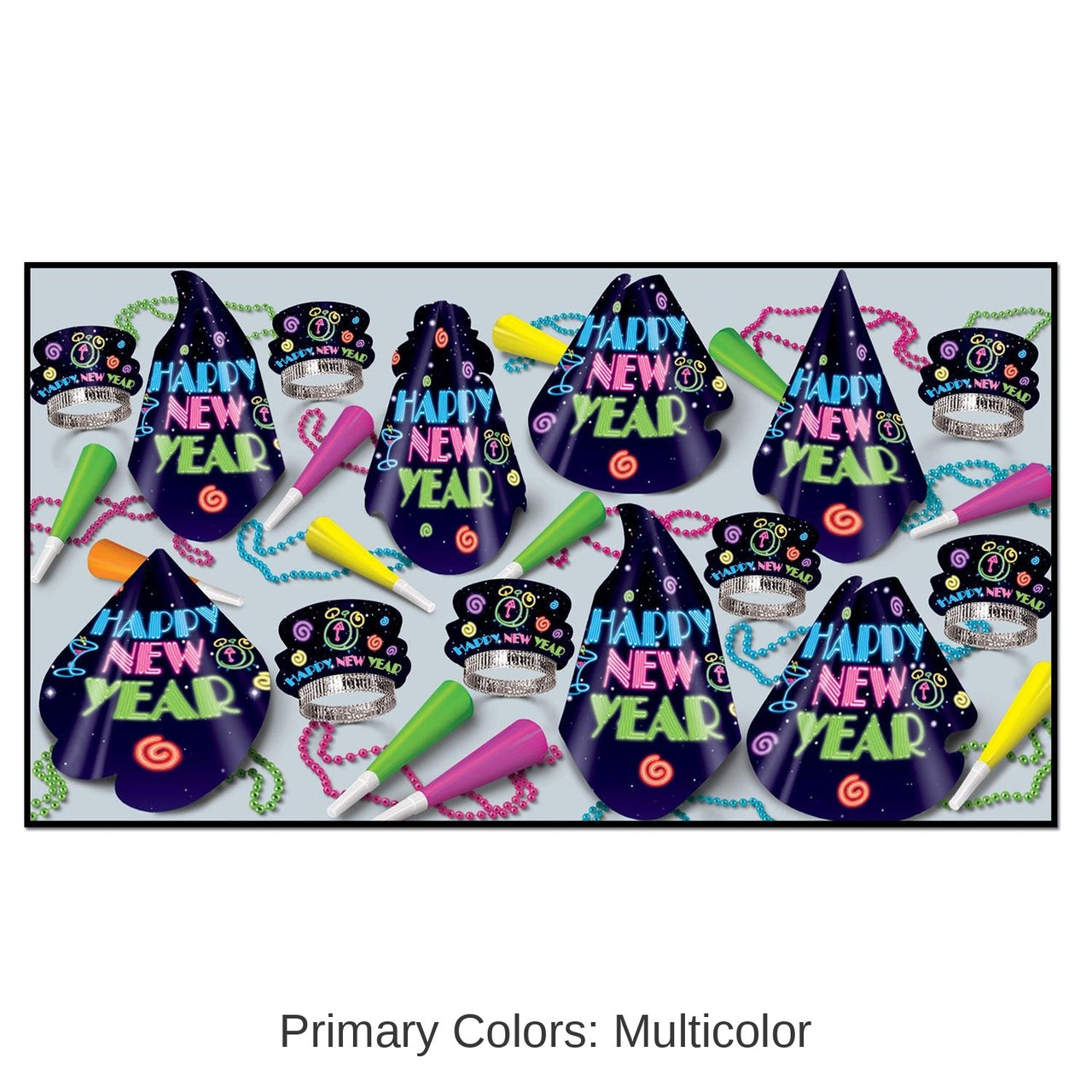 Neon Midnight New Year's Eve Party Kit for 50 People
