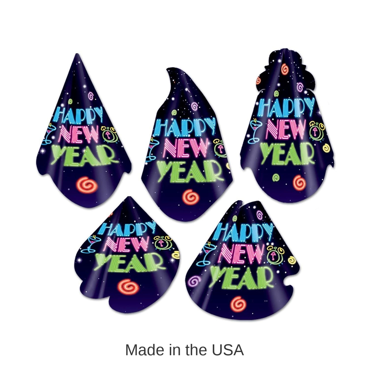 50 Pack Bulk Neon Midnight New Year's Eve Party Hats