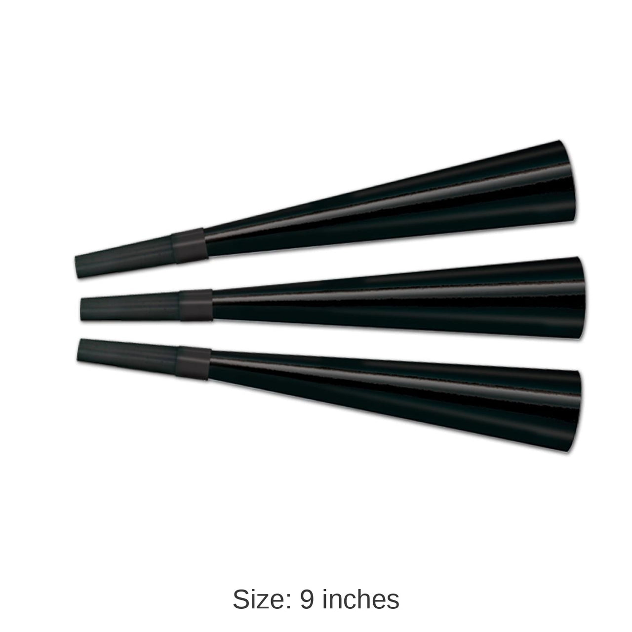 180 Pack Bulk New Year's Eve Packaged Foil Horns - black