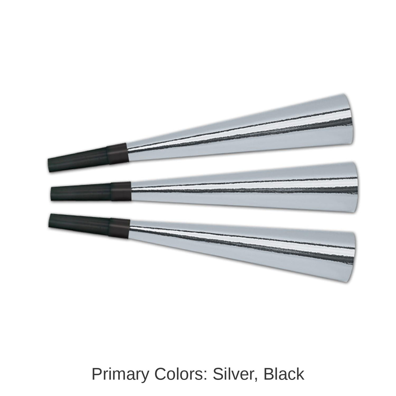 180 Pack Bulk New Year's Eve Packaged Foil Horns - silver