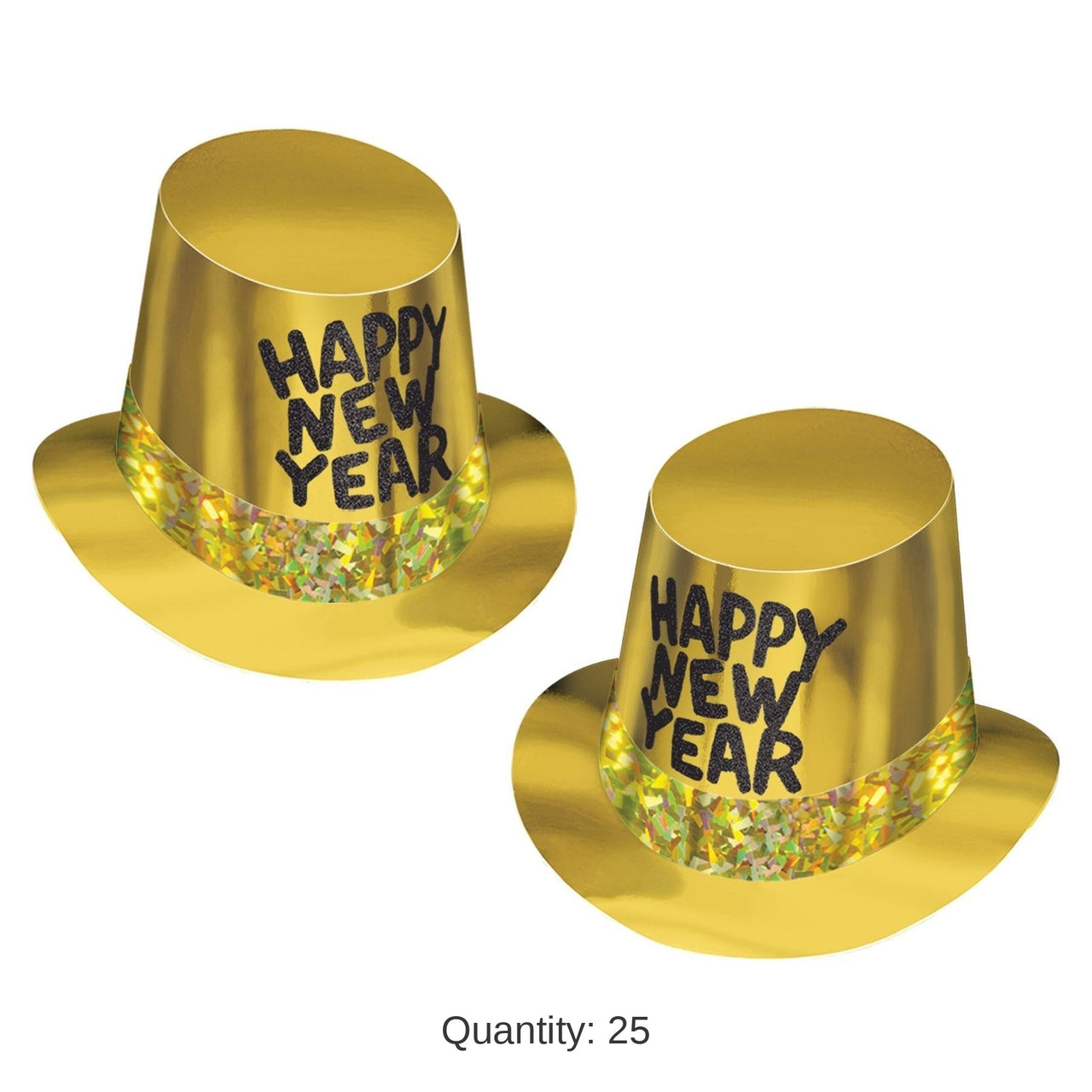 25 Pack Bulk Gold Rush New Years Party Hi-Hat