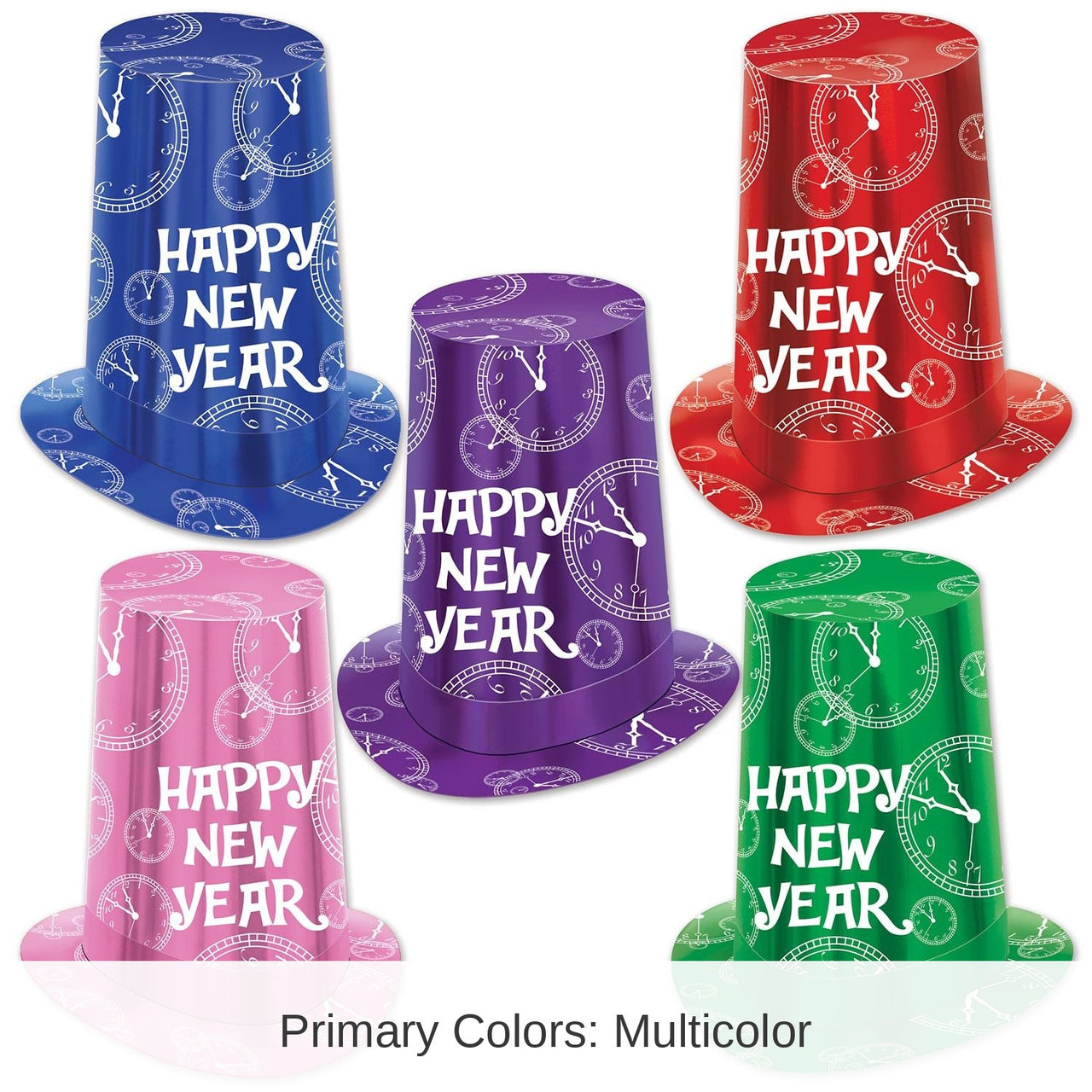 25 Pack Bulk New Year's Eve Midnight Clock Super Hi-Hats