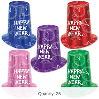25 Pack Bulk New Year's Eve Midnight Clock Super Hi-Hats