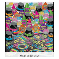 Neon Glow Super Bonanza New Year's Eve Party Kit for 100 People