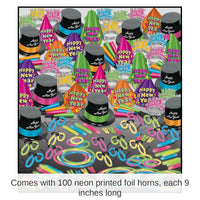 Neon Glow Super Bonanza New Year's Eve Party Kit for 100 People
