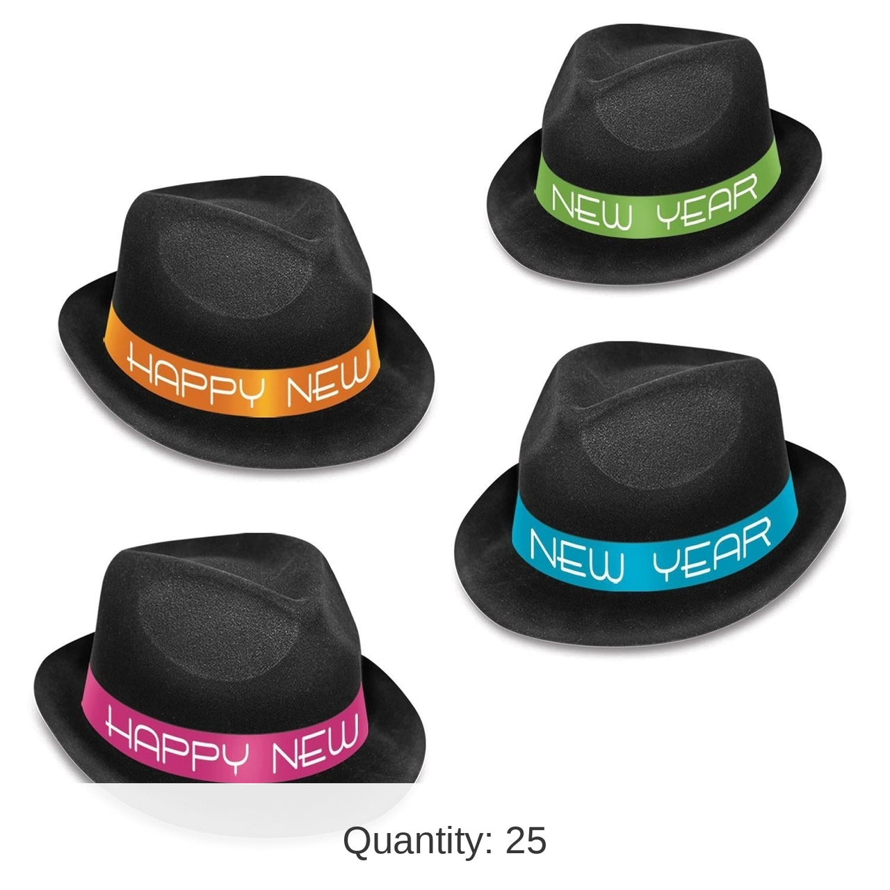 25 Pack Bulk New Year's Eve Neon Glow Chairman Hats