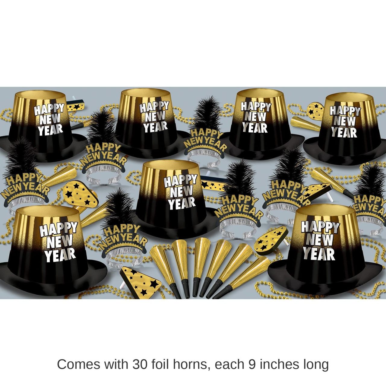 Gold Entertainer New Year's Eve Party Kit for 50 People