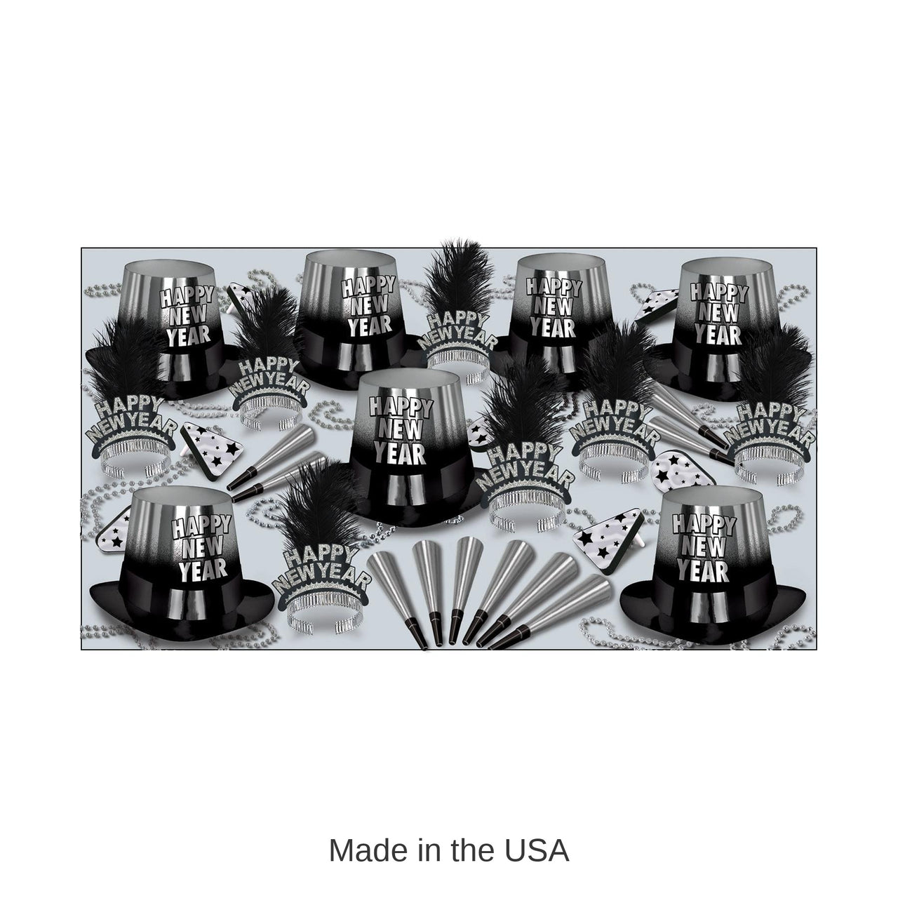 Silver Entertainer New Year's Eve Party Kit for 50 People