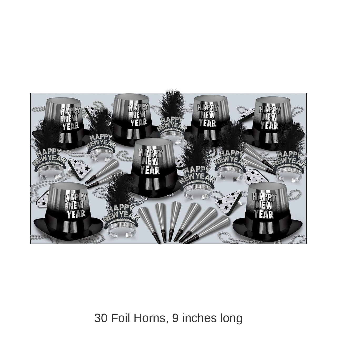 Silver Entertainer New Year's Eve Party Kit for 50 People