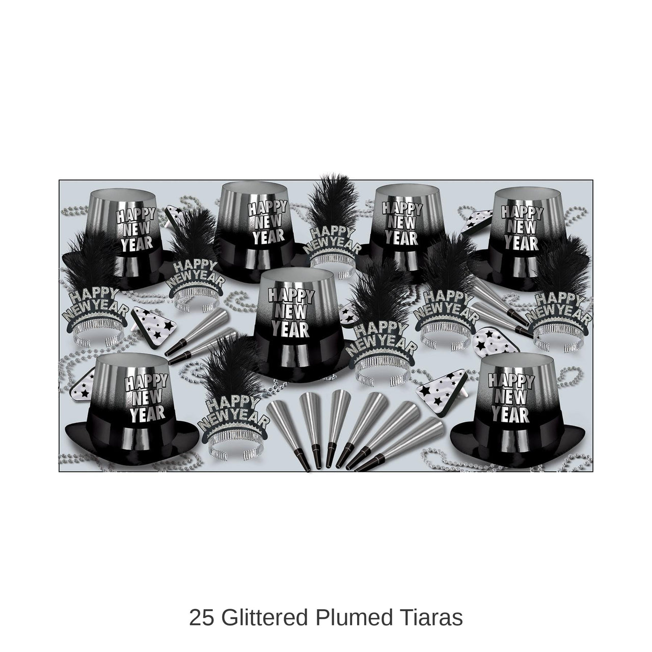 Silver Entertainer New Year's Eve Party Kit for 50 People