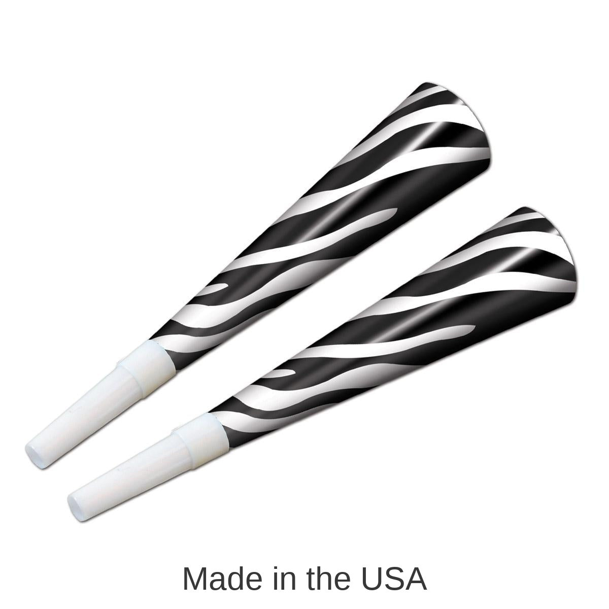100 Pack Bulk Zebra Print Horns