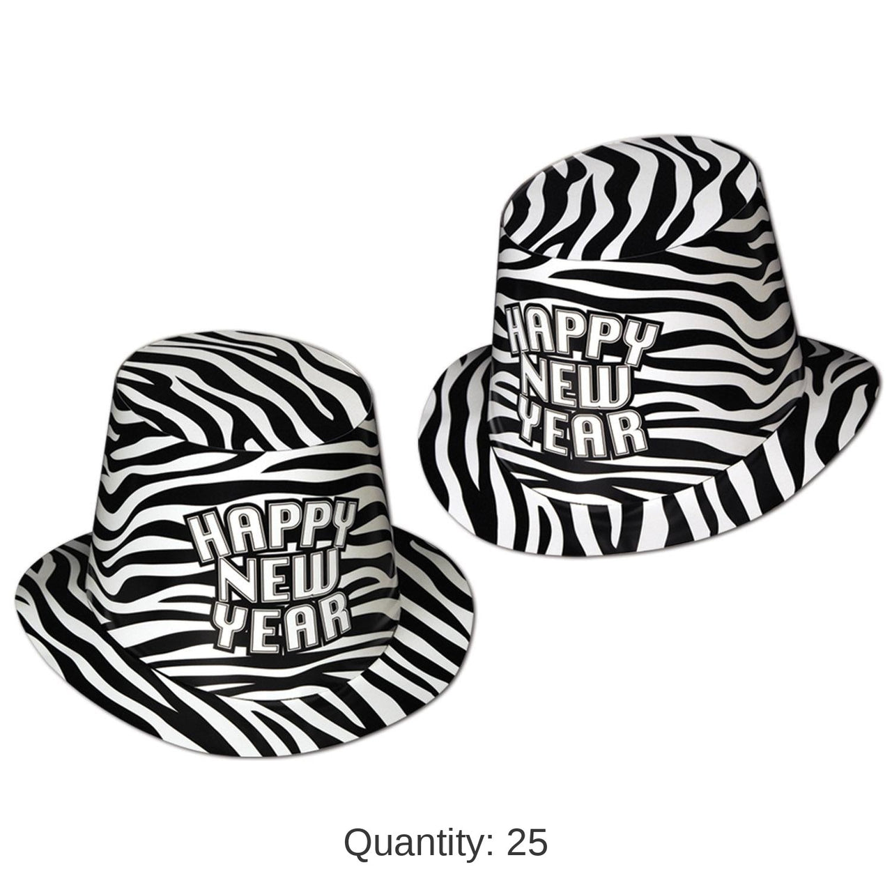25 Pack Bulk Zebra Print New Years Party Hi-Hat