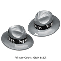 25 Pack Bulk New Year's Eve Silver Swing Fedora, silver with black foil band