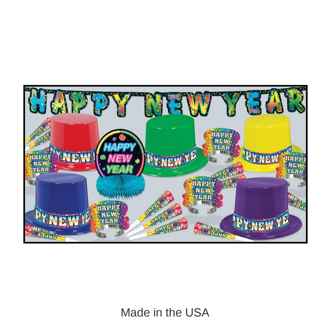 New Year's Eve Rainbow Blast Party Kit for 10