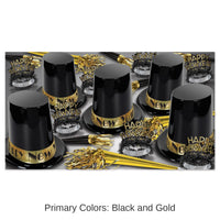 Beistle The Big Top Hat Gold New Year's Eve Party Kit for 50 People