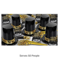 Beistle The Big Top Hat Gold New Year's Eve Party Kit for 50 People