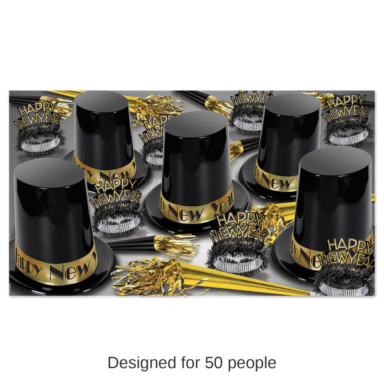 Beistle The Big Top Hat Gold New Year's Eve Party Kit for 50 People