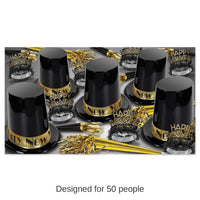 Beistle The Big Top Hat Gold New Year's Eve Party Kit for 50 People