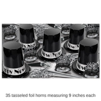 The Big Top Hat Silver New Year's Eve Party Kit for 50 People