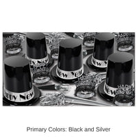 The Big Top Hat Silver New Year's Eve Party Kit for 50 People