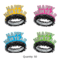 50 Pack Bulk New Year's Eve Neon Tiara