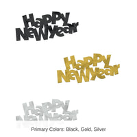 12 Pack Bulk Black, Gold and Silver Jumbo Happy New Year Confetti