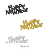 12 Pack Bulk Black, Gold and Silver Jumbo Happy New Year Confetti