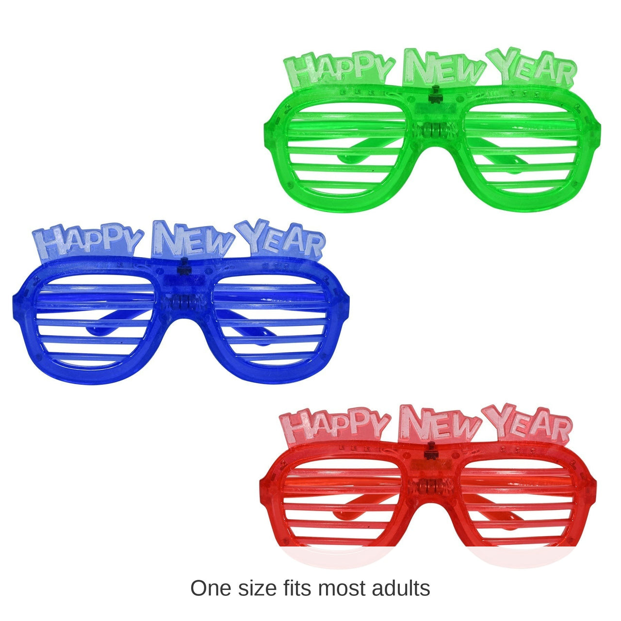 12 Pack Bulk Happy New Year LED Shutter Glasses