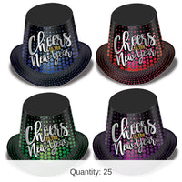 25 Pack Bulk Cheers To The New Year Hi-Hats