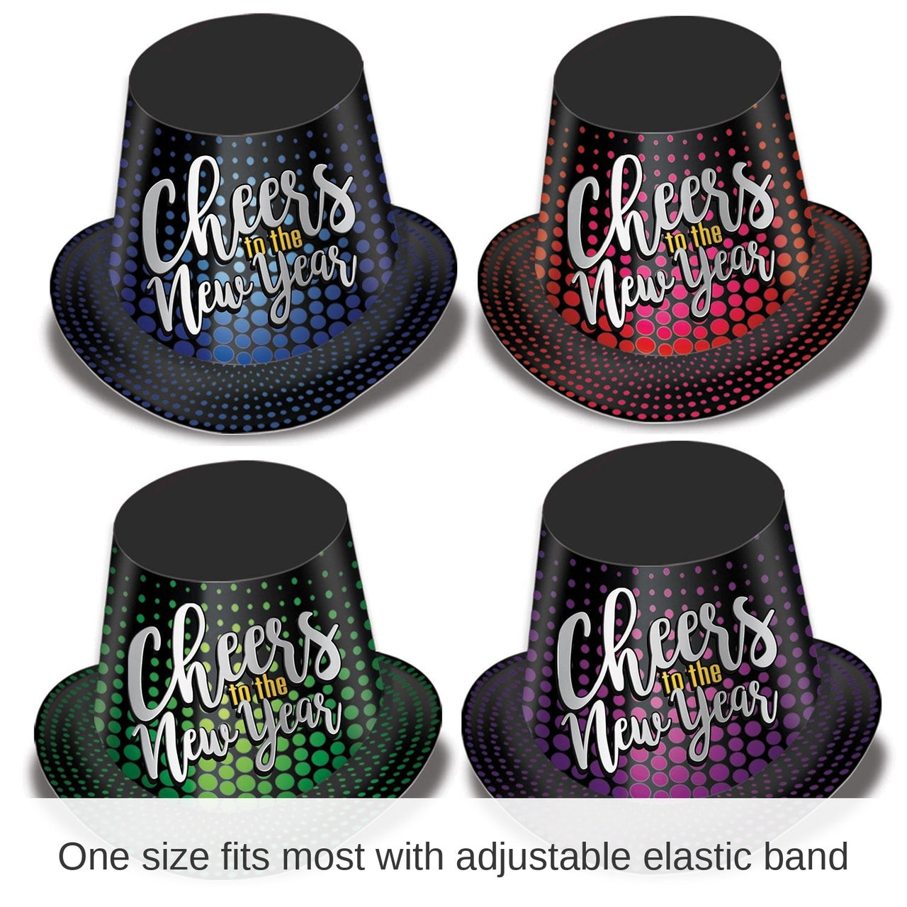 25 Pack Bulk Cheers To The New Year Hi-Hats