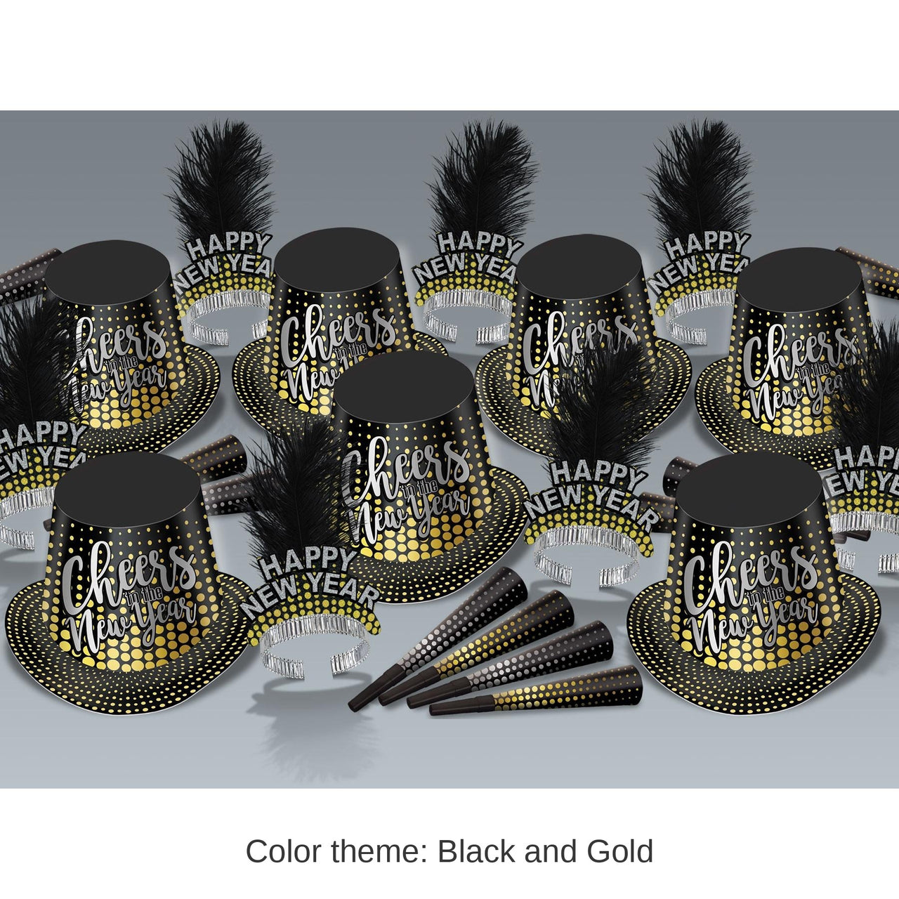 Silver & Gold Cheers To New Year Eve Party Kit for 50 People