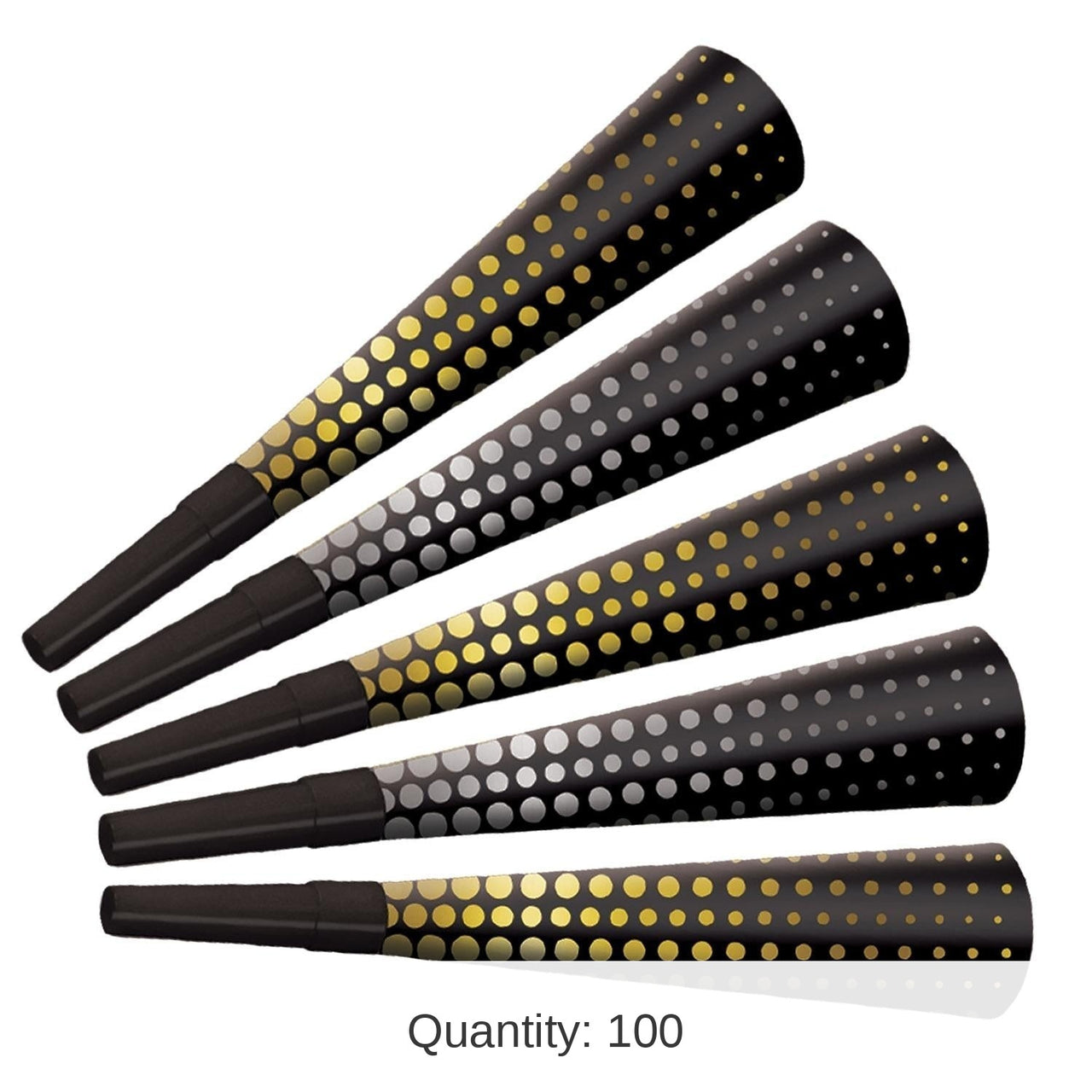 100 Pack Bulk Silver & Gold Cheers To The New Year Horns