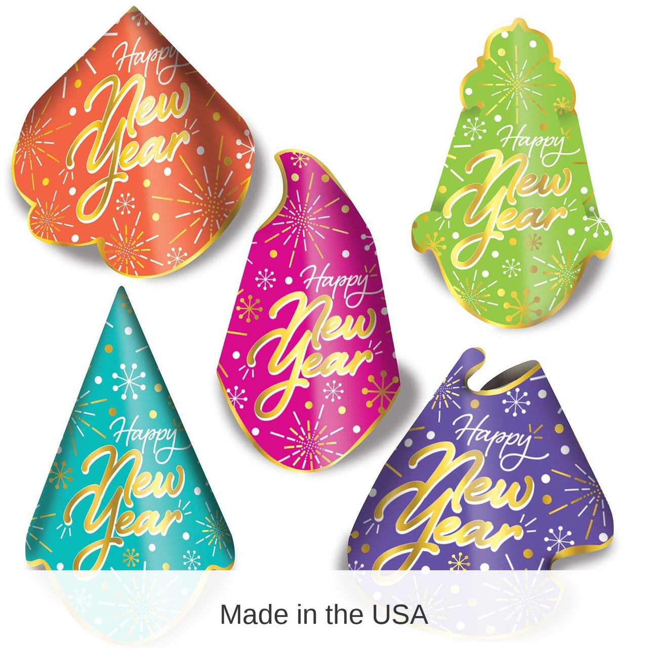 50 Pack Bulk New Year's Eve Neon Burst Hat Assortment