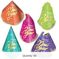 50 Pack Bulk New Year's Eve Neon Burst Hat Assortment