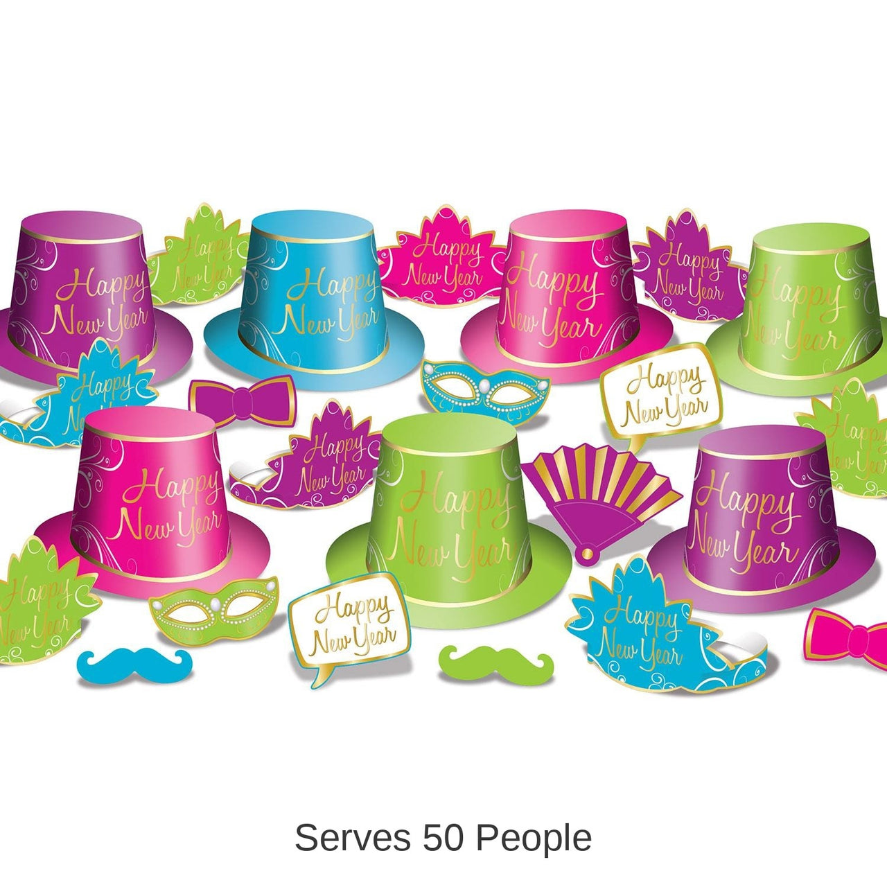 Simply Paper New Year Party Kit for 50- Multicolor