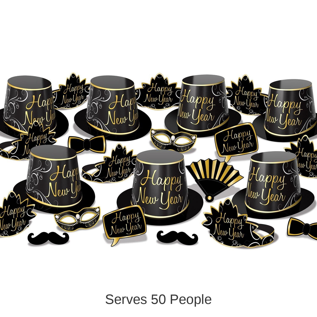 Simply Paper New Year Party Kit for 50- Black
