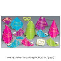 Simply Paper New Year Party Kit for 10- Pink, Blue and Green