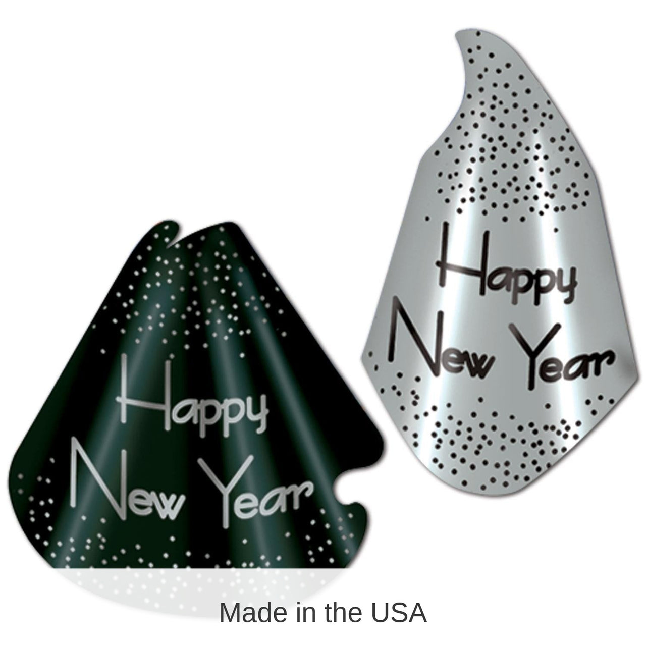50 Pack Bulk Sparkling Black and Silver New Year's Eve Party Hats