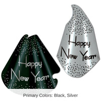 50 Pack Bulk Sparkling Black and Silver New Year's Eve Party Hats