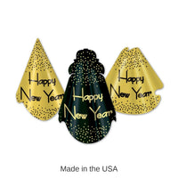 50 Pack Bulk Sparkling Black and Gold New Year's Eve Party Hats