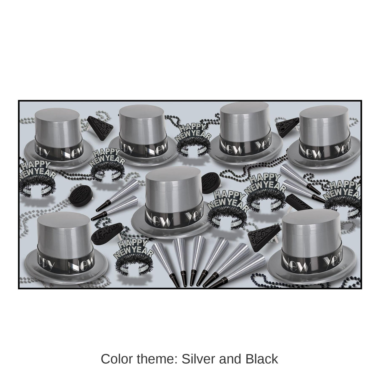 Simply Silver New Year's Eve Party Kit for 50 People