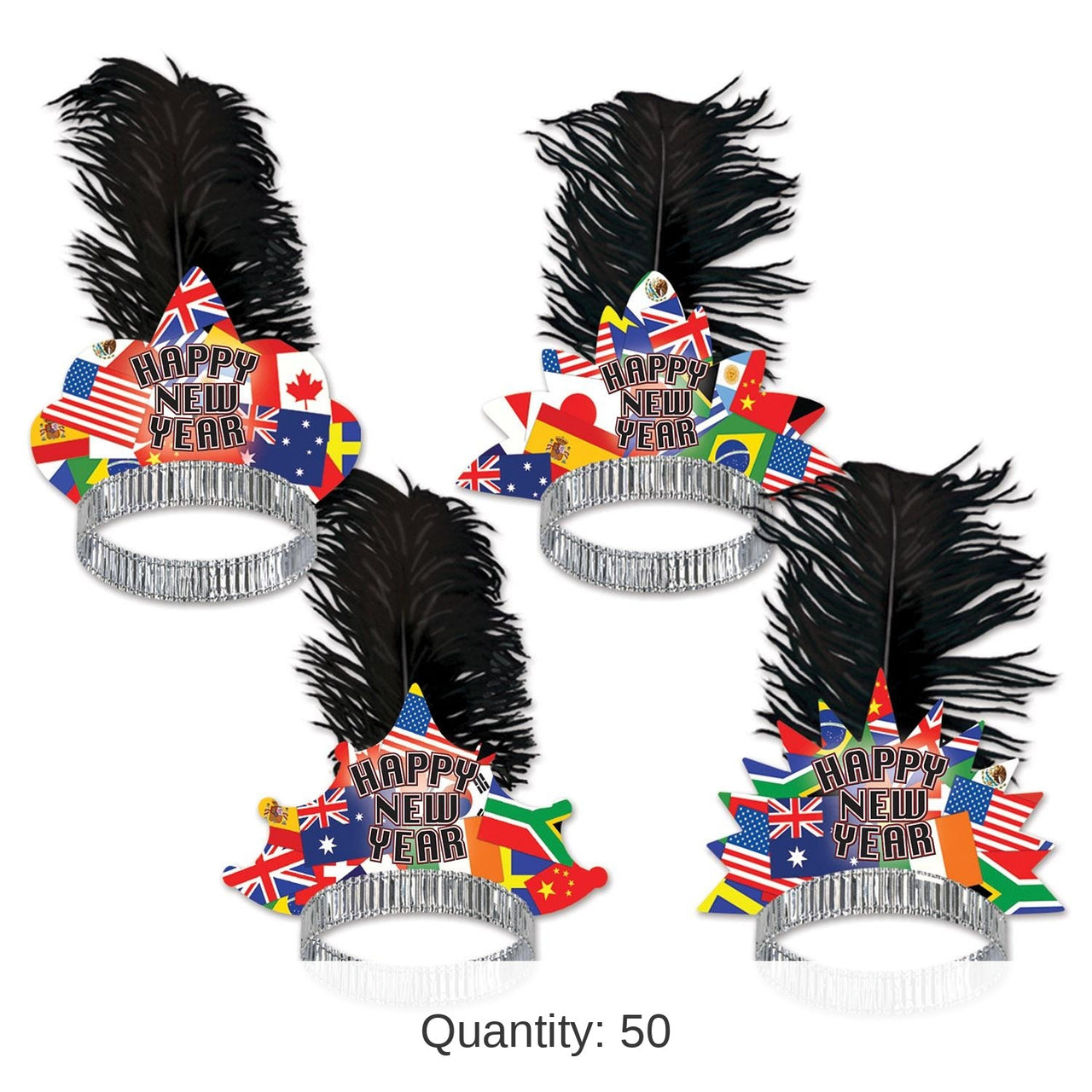 50 Pack Bulk New Year's Eve International Tiara
