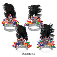 50 Pack Bulk New Year's Eve International Tiara