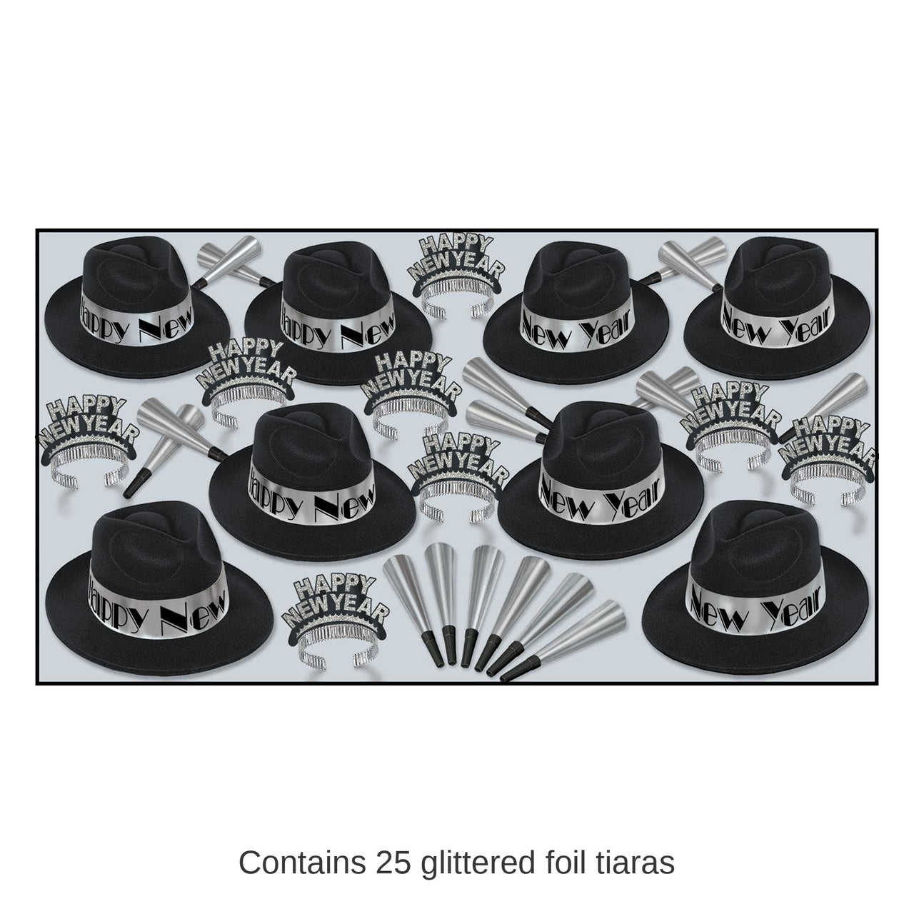 Swing Silver New Year's Eve Party Kit for 50 People