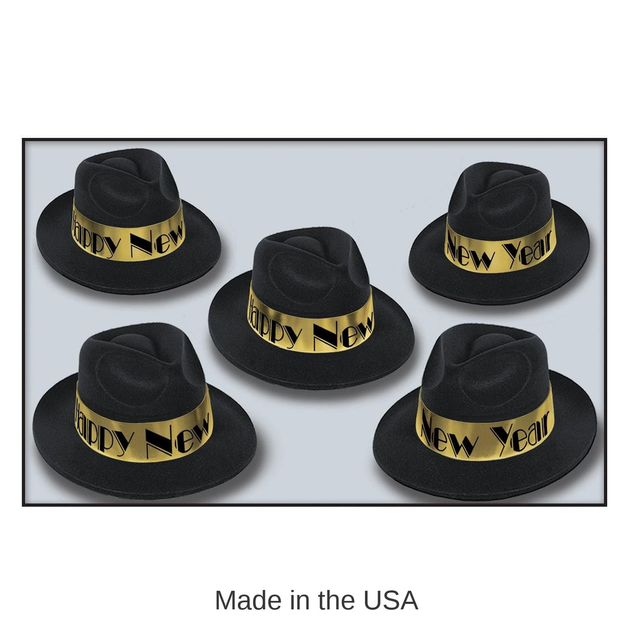 25 Pack Bulk New Year's Eve Gold Swing Fedora Hats