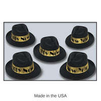 25 Pack Bulk New Year's Eve Gold Swing Fedora Hats