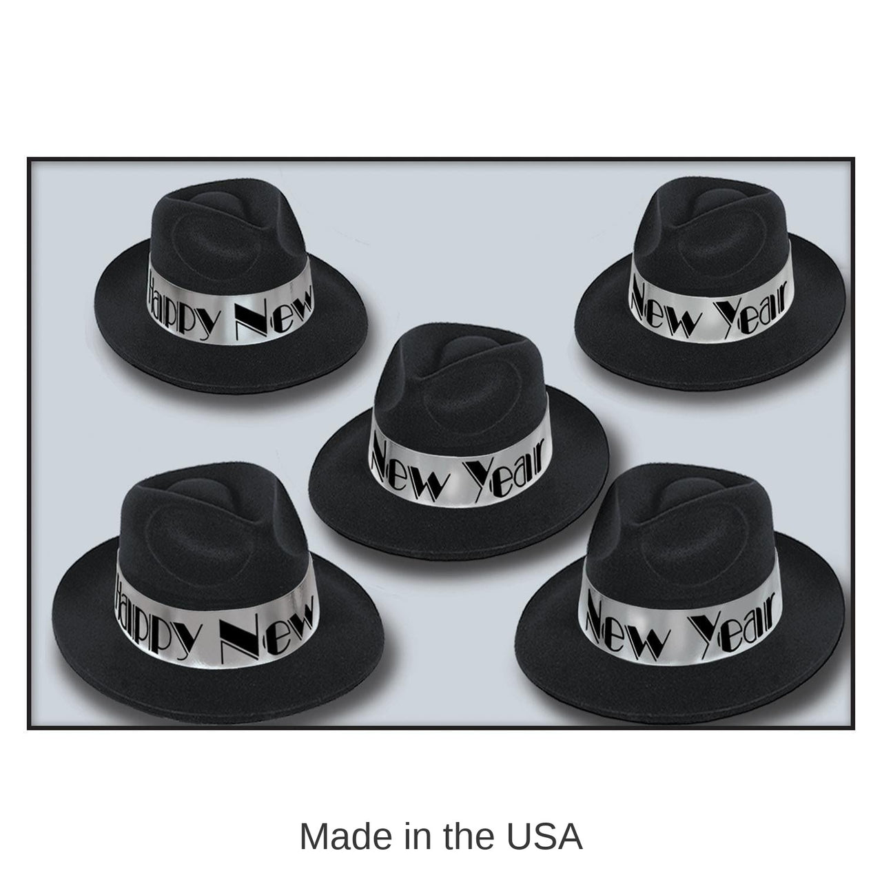 25 Pack Bulk New Year's Eve Silver Swing Fedora Hats