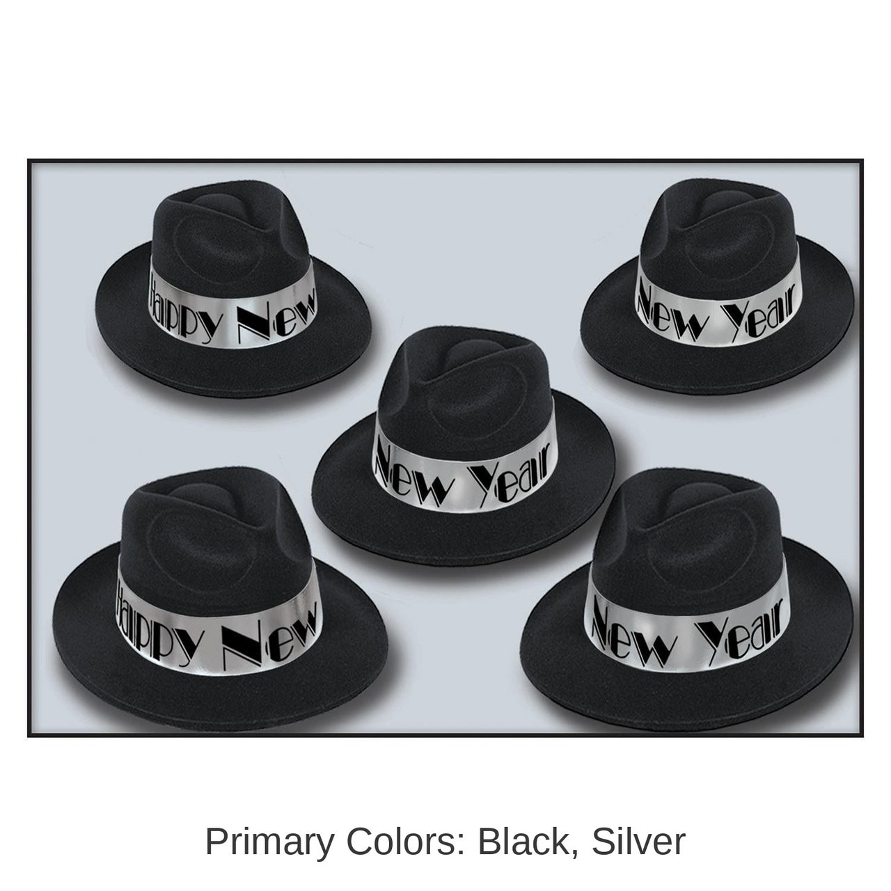 25 Pack Bulk New Year's Eve Silver Swing Fedora Hats